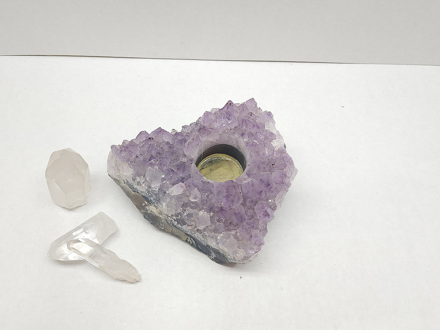 Amethyst geode candle holder