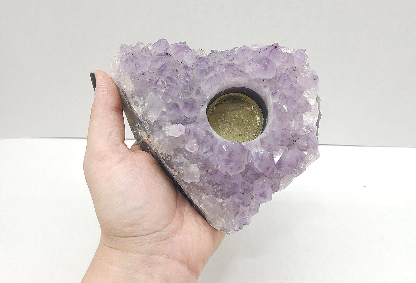 Amethyst geode candle holder