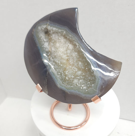 Druzy Agate Moon with stand