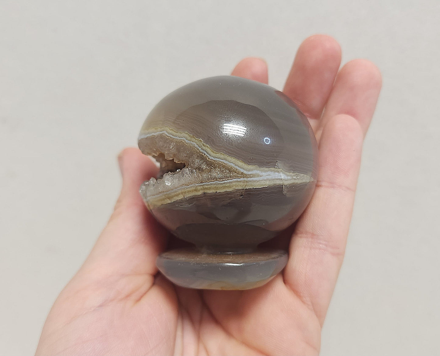 Druzy Agate sphere (with built in stand)