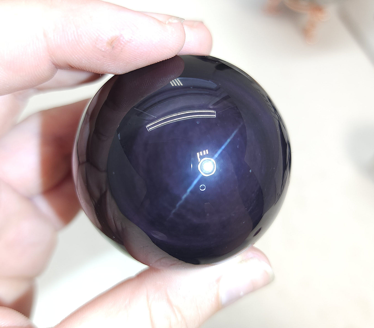 Rainbow Obsidian Sphere (Purple Flash)