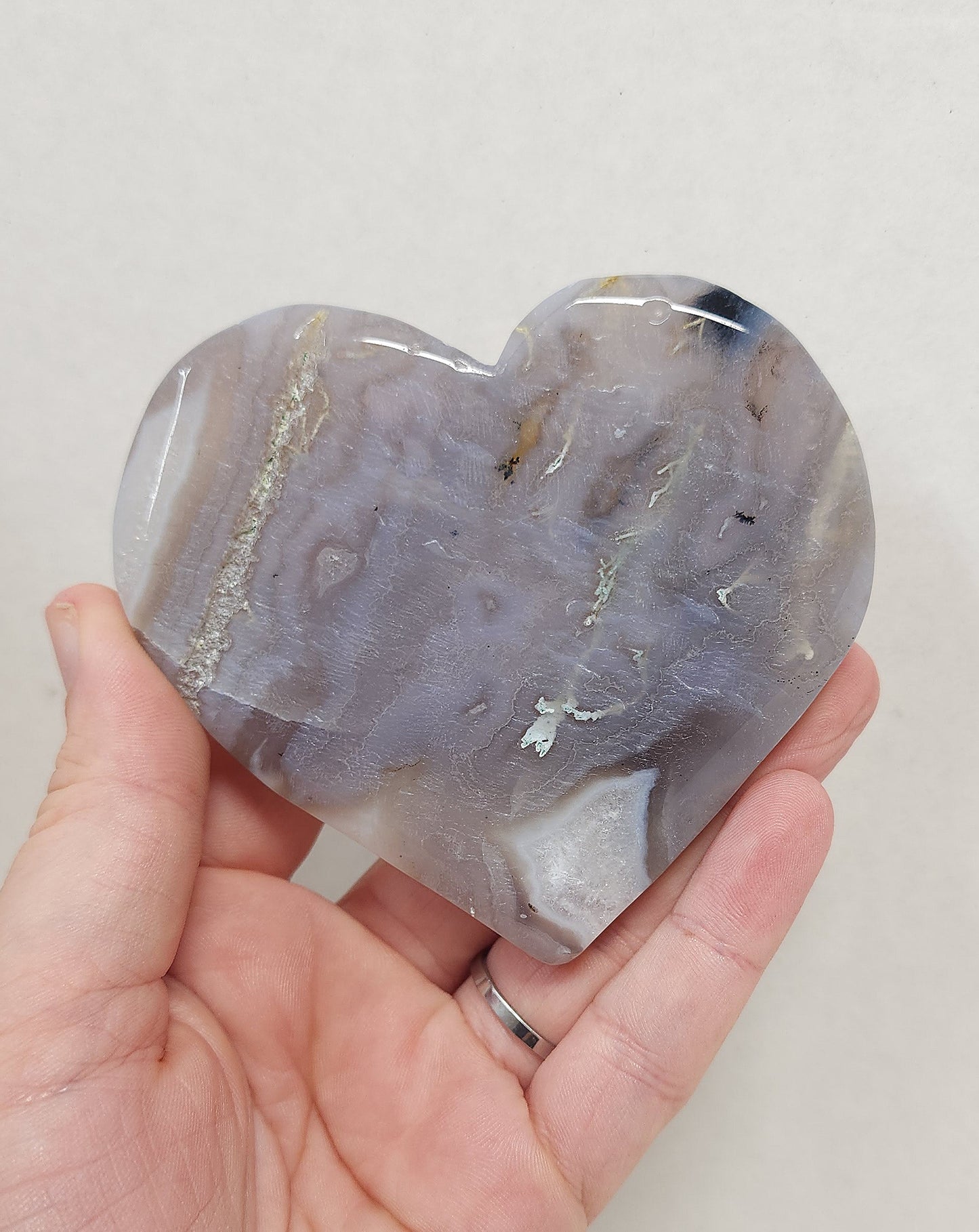 Moss Agate Heart with Stand