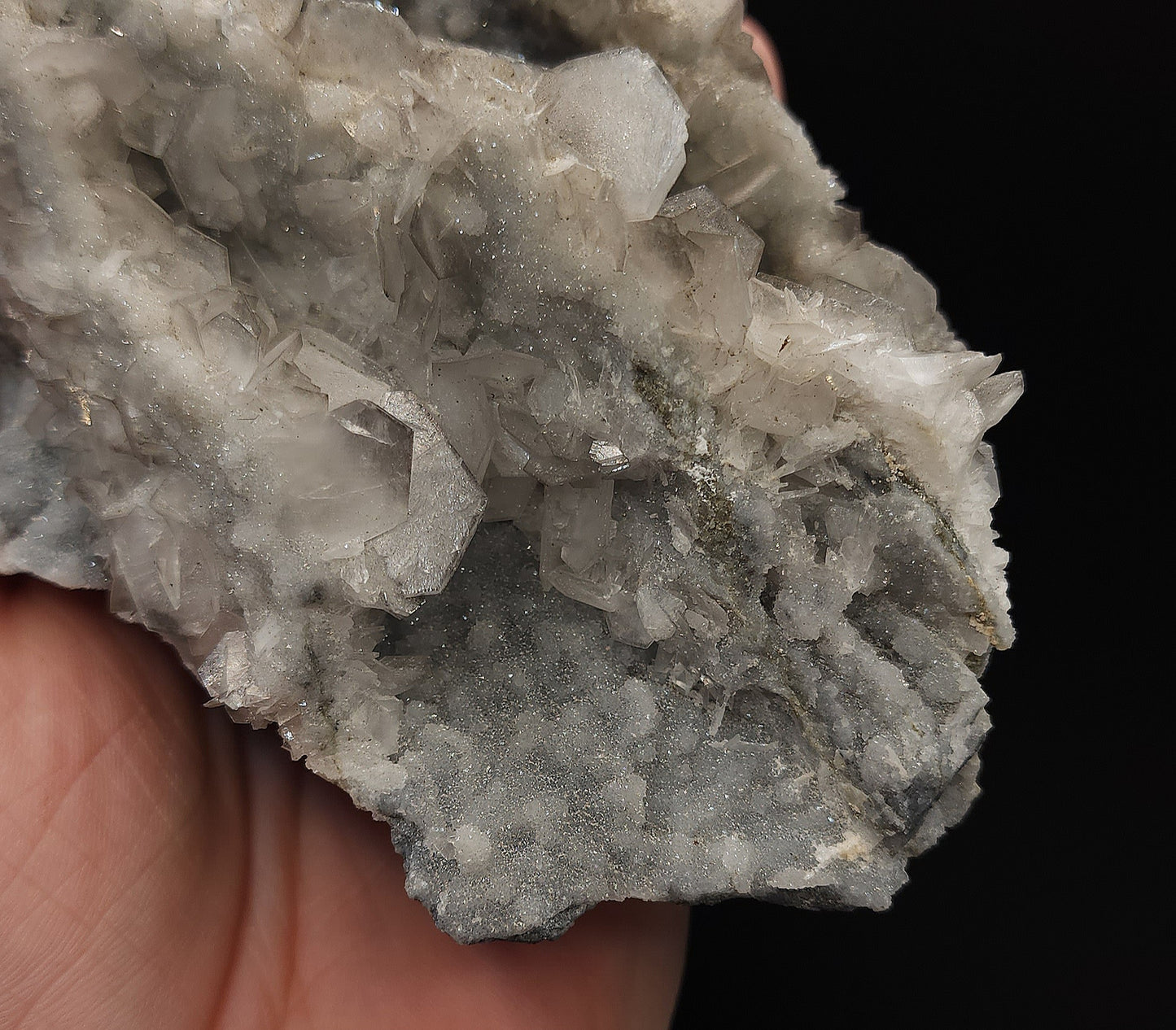 Hexagonal Calcite with Grey Chalcedony