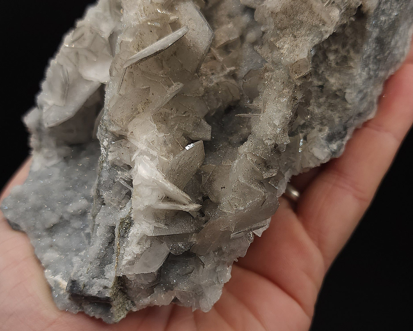 Hexagonal Calcite with Grey Chalcedony