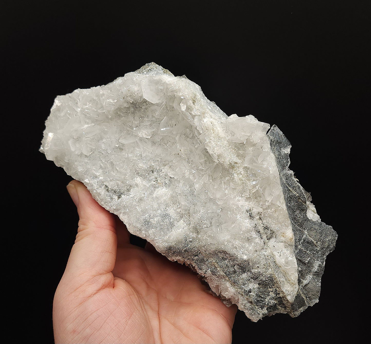 Hexagonal Calcite with Grey Chalcedony