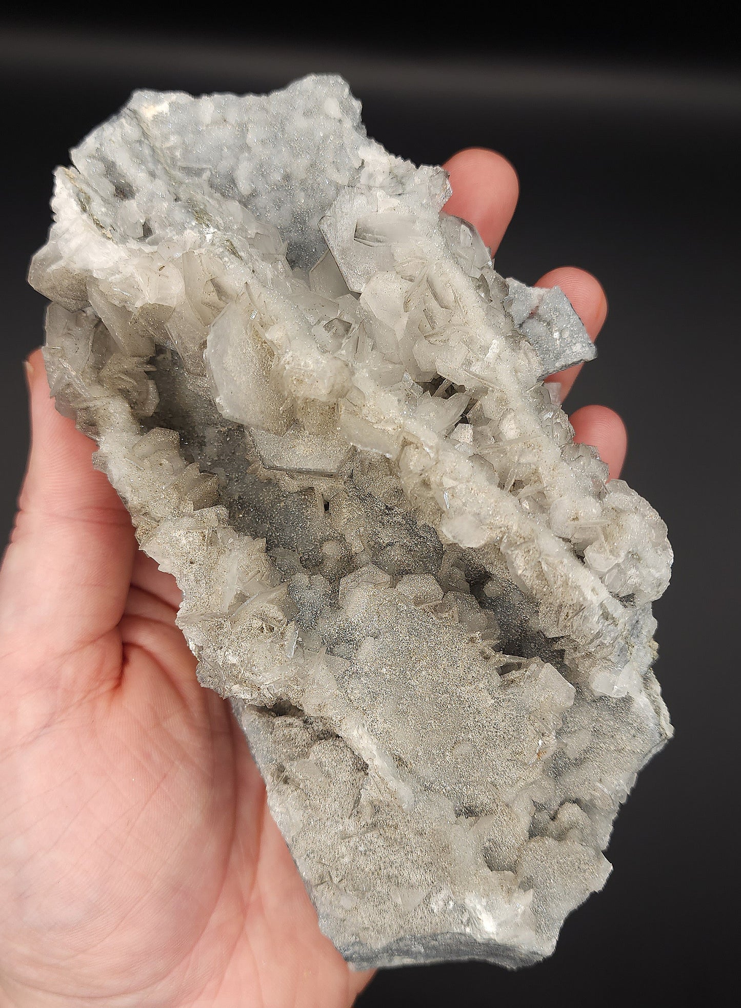 Hexagonal Calcite with Grey Chalcedony